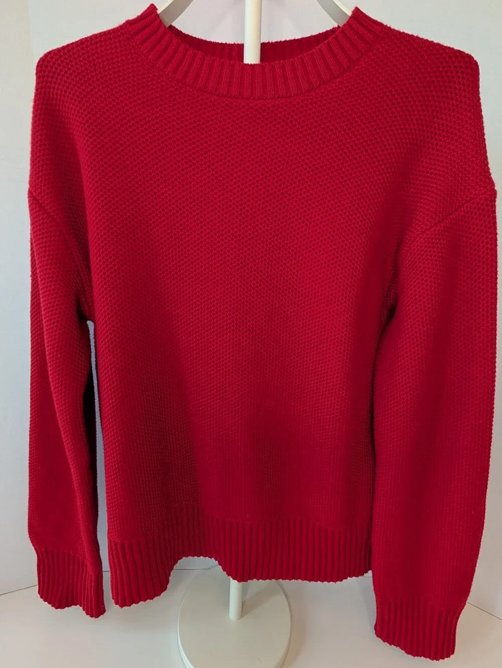 Everlane ♥️ Swifty Red Cotton Crewneck Sweater - Picture 2 of 11